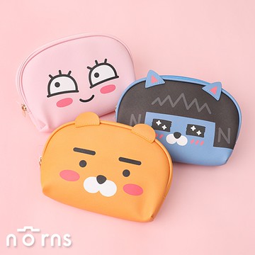 Kakao Friends皮革半圓收納包- Norns 正版授權 Ryan萊恩 Apeach桃子 Neo 皮質貝殼化妝包