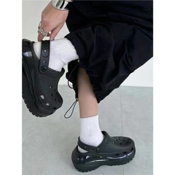 宋祖兒同款2024年韓版光輪增高厚底洞洞鞋女外穿包頭鏤空學生涼鞋