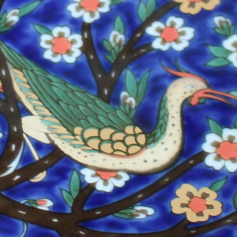 イズニックスタイル 大皿 27.5cm（花鳥）/ トルコ IZNIK モザイク タイル 飾り皿 青い花柄 高級食器 イズニック陶芸 金彩 上絵  YAMAKA ヤマカ | LINEショッピング