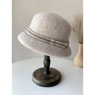 羊毛盆帽女秋冬氣質百搭漁夫帽時尚優雅毛呢禮帽中年媽媽保暖帽子