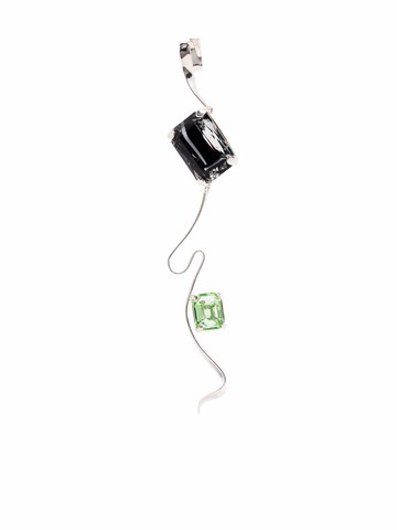 Wouters & Hendrix - peridot-embellished draped earring - women - Peridot/Sterling Silver/marble - One Size