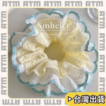 🔥臺灣出貨🔥可開發票✅輕飾時光清新檸檬黃綠邊髮圈~日韓高顏值溫柔多層大腸髮圈發繩夏季新款女