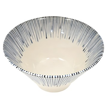 高峰 細十草5V井 - 日本製 寬16/高8.8 (cm) 容量650 (mL) 陶瓷材質  白色 + 藍色  1個