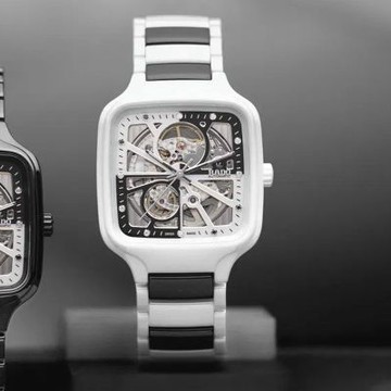 RADO 雷達表 預 限量888 True Square真方鏤空機械錶 白黑棋陶瓷12真鑽 R01 (R27073752)