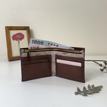 【Pinkoi 線下活動預購商品】植鞣拼接拉鍊短夾