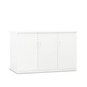 ASSARI-防潮防蛀塑鋼緩衝三門碗盤櫃(寬125x深43x81cm)胡桃