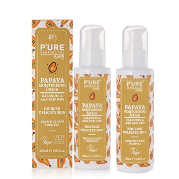 澳洲 Pure Papayacare 木瓜嬰兒滋潤乳液含金盞花(2入組 150ml/瓶) 即期品-2026年11月到期