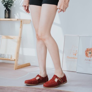 【復古文青】MIT舒適休閒鞋。真皮。胭紅7730