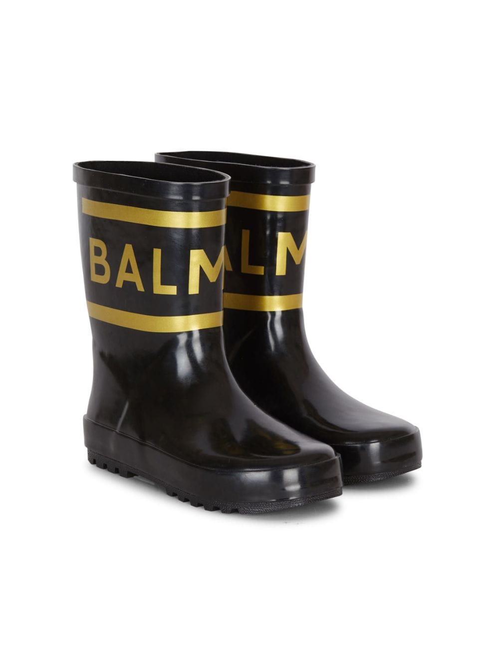 Balmain Kids - logo-print rain boots - kids - Elastodiene/Rubber/Elastodiene - 37 - Black