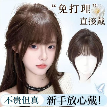 ✨臺灣出貨✨劉海假髮女自然無痕蓬鬆高顱頂增髮量遮白髮純欲感法式劉海補發片