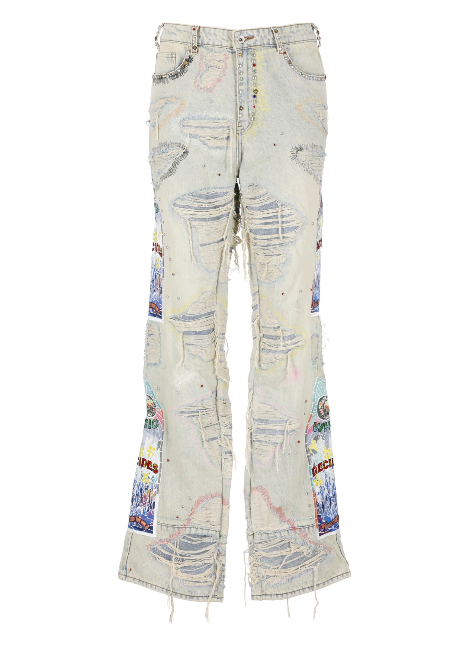 Who Decides War Multicolor Stud Distressed Jeans