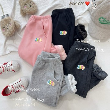 🌈✨mix1001 刷毛🔥糖果色系ABCD字母標籤棉褲✨兒童造型縮腳褲 5-17
