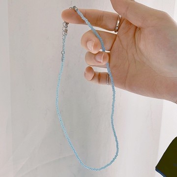 少女 藍色 串珠 仙氣 鎖骨鍊 氣質 女生 珠珠 藍色 項鍊 現貨 天青藍 頸鏈 短項鍊 顯白 多巴胺 GN018