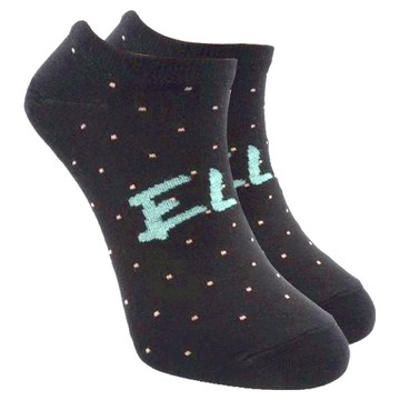 ELLE手繪點點風隱形襪 彈性束口 耐磨耐穿 輕盈舒適 排汗性佳 台灣製  黑色  F(22~24cm)  1雙