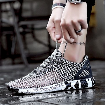 秋季加大碼男鞋透氣網面休閑鞋運動旅游鞋舒適慢跑鞋韓版帆布鞋潮