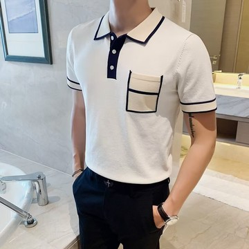 夏季薄款冰絲polo衫男短袖 緊身商務休閒保羅t恤男