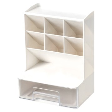 斜插式筆筒 帶抽屜  白色  1個