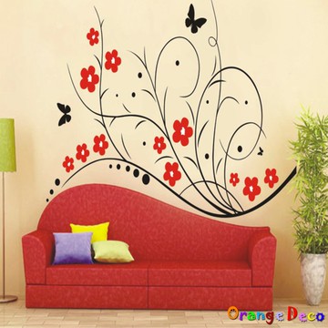 【橘果設計】紅花 壁貼 牆貼 壁紙 DIY組合裝飾佈置