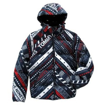 TOMMY HILFIGER 品牌字樣可拆卸帽保暖羽絨外套(海軍藍)
