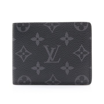 LOUIS VUITTON LV 路易威登 黑色 原花帆布 Slender 兩折短夾 印字 M62294 【二手名牌BRAND OFF】