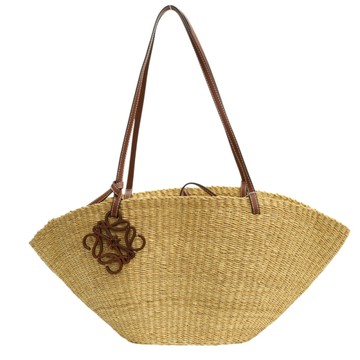 LOEWE 羅威 黄褐色 藤編 Shell Basket 肩背包 【二手名牌BRAND OFF】