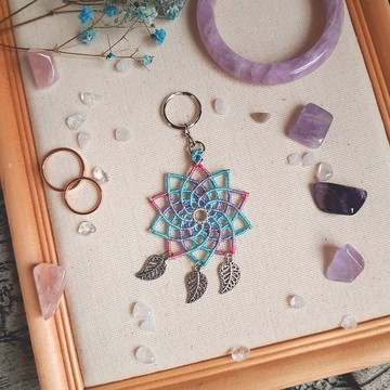 C049-手工編織曼陀羅吊飾 混色小花