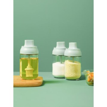 日本FaSoLa 調料罐 放鹽味精玻璃罐子家用廚房蓋勺一體鹽罐調料盒