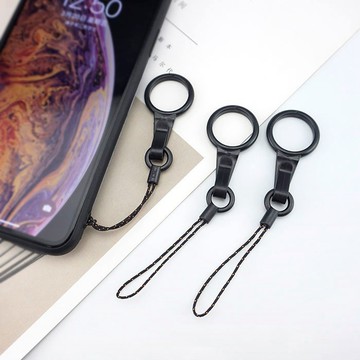 🌟現貨【手機掛繩配件】DIY配件圓圈手指掛扣｜黑色小吊繩｜手機殼掛繩｜鑰匙圈防丟圈｜可拆卸掛繩｜指環扣｜小繩子