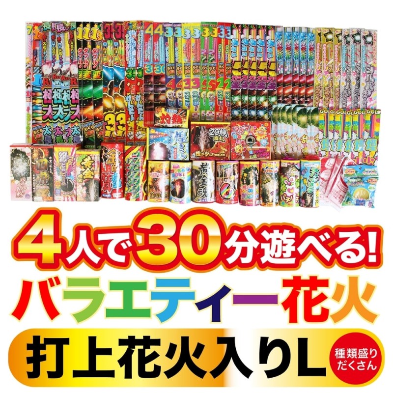 種類盛りだくさんバラエティー花火(打上花火入り)L　4人で30分遊べる　手持ち花火210本【オンライン限定】家庭用花火セット　花火詰め合わせ　LINEショッピング