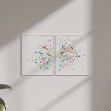 抽象形狀藝術微噴版畫 | 兩幅