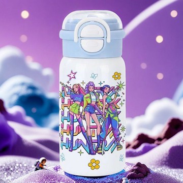 台灣出貨 獵魔女團水壺 兒童水壺 水壺水杯 kpop獵魔女團水杯 兒童保溫杯 吸管杯 學生水杯 卡通水杯 男女童保溫杯