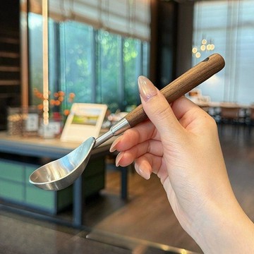專櫃貨!品質吃西瓜專用勺不鏽鋼仿胡桃木柄勺水果挖冰淇淋球圓勺
