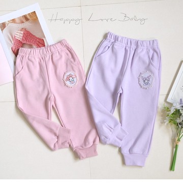 甜美立體閃亮珍珠布標卡通兔兔棉褲 秋冬童裝 女童長褲 女童外出褲 女童棉褲 休閒長褲 秋冬長褲