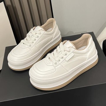 厚底真皮大頭面包鞋小白鞋2025韓版增高休閑鞋板鞋娃娃鞋學生單鞋