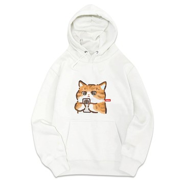 JZ TEE 橘貓-玩手機 重磅刷毛連帽上衣