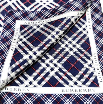 Burberry 復古手帕 口袋巾 格紋 藍色 19.5 x 19.5 英吋