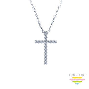 彩糖鑽工坊 K金 十字架鑽石項鍊 (天然鑽石)