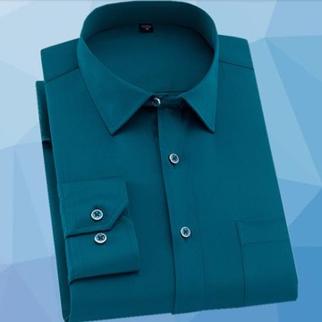 2025春秋新款彈力長袖襯衫男商務休閑免燙上班工作服墨綠短袖襯衣