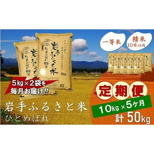 ふるさと納税 岩手県 奥州市 ☆全5回定期便☆ 岩手ふるさと米 10kg(5kg×2)×5ヶ月 一等米ひとめぼれ 令和5年産 新米  東北有数のお米の産地 岩手県奥州市産