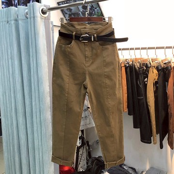 初秋裝顯瘦大碼女裝胖妹妹牛仔褲200斤胖mm休閑哈倫褲潮1入