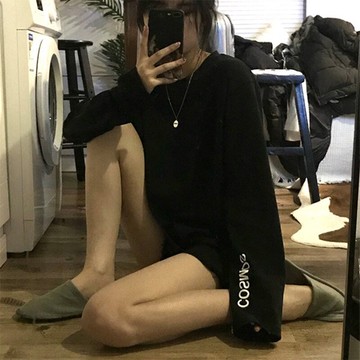 ins超火長袖t恤女早秋潮原宿bf風學生百搭寬松打底衫上衣