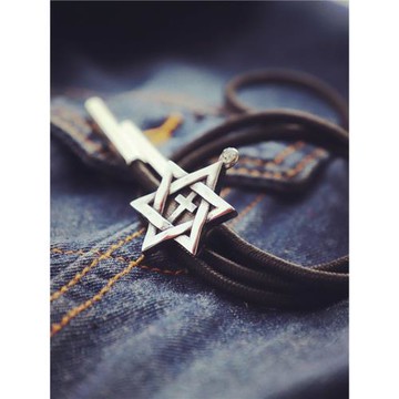 你眼里有星光 鑲鉆五芒星小款鈦鋼波洛領帶 男 BOLO TIE復古美式