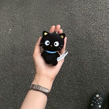 SANRIO CHOCOCAT 巧克喵 愛心釦吊飾 絨毛 黑貓 日版 貓咪