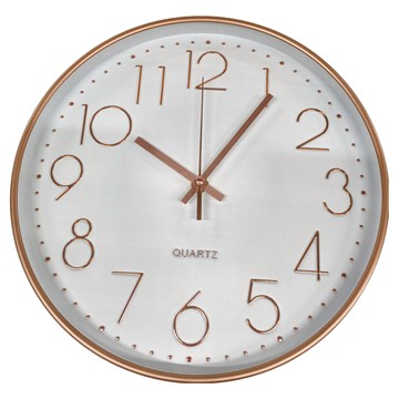 靜音掛鐘 C1222 金屬質感編框 立體數字 直徑 29cm  金框白底