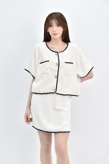 【加購優惠】(4XL（含）以上) air space lady 小香風短袖白色套裝