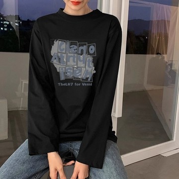 長袖T恤女  100%純棉  寬鬆版長T恤  大尺碼上衣女  秋冬女生休閒打底衫  XH  內搭上衣  厚款T恤