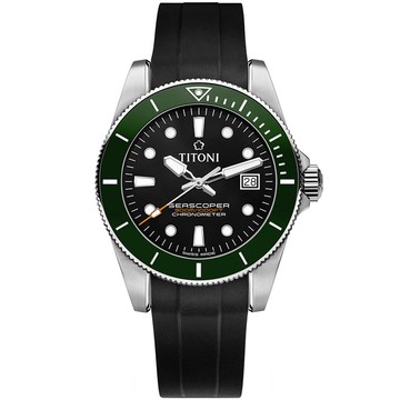 TITONI 海洋探索 SEASCOPER 300 天文台認證 陶瓷圈 潛水機械腕錶 錶 手錶 送禮 42mm/83300S-GN-R-702