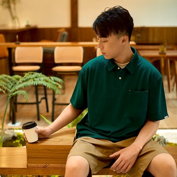 THREADESIGN 日系260G空氣層珠地純色寬松短袖POLO衫T恤