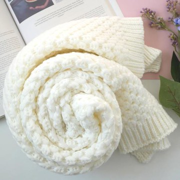 白色女文藝日系秋冬季毛線圍巾