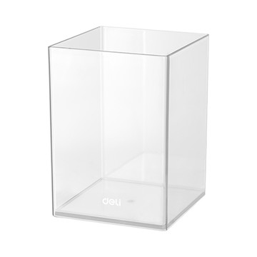 得力Deli方形筆筒/EM401/透明/104x73mm